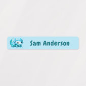 Back to School Boys Blue Axolotl Kids Name Labels (Design 1)