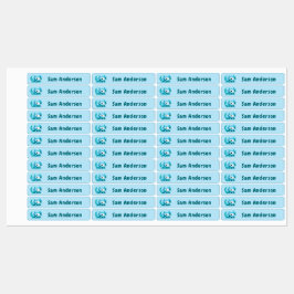 Back to School Boys Blue Axolotl Kids Name Labels