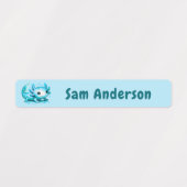Back to School Boys Blue Axolotl Kids Name Labels (Design 2)