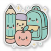 Back-to-School Cartoon Design Sticker (Voorkant)