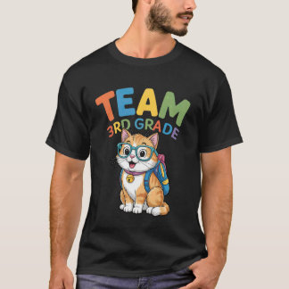 Back To School Cat Tees Team 3rd Grade Boys Girls