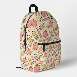Back-to-School Charm met Apple & Pencil Bedrukte Rugzak