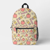 Back-to-School Charm met Apple & Pencil Bedrukte Rugzak (Voorkant)