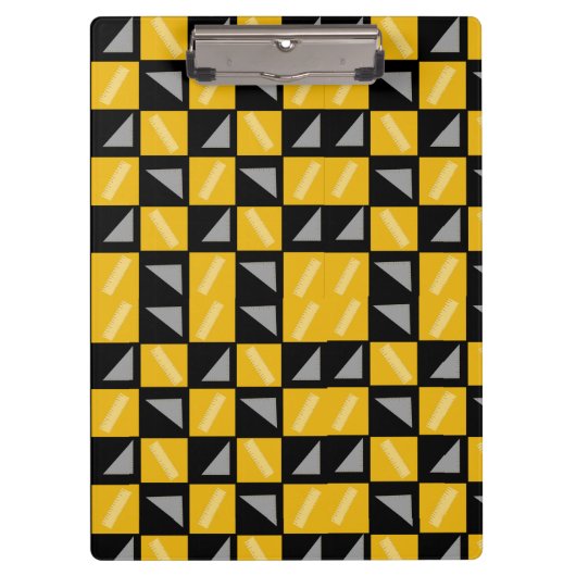 Back to School Chessboard Pattern – Rulers & Trian Klembord (Voorkant)