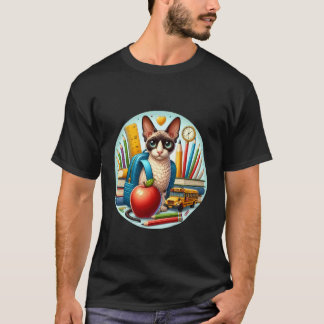 Back To School Cornish Rex Cat Boys Girls Student  T-shirt