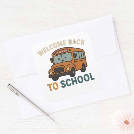 Back to School – Cute and Funny School  Vierkante Sticker (Envelop)