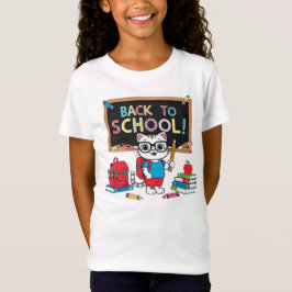 Back to School Cute Cat T-Shirt – Fun Kids Design