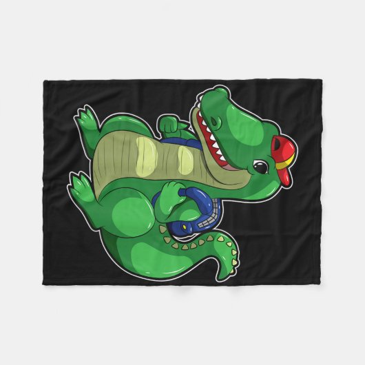 Back To School Cute Crocodile Funny Croc Backpack Fleece Deken (Voorkant (Horizontaal))