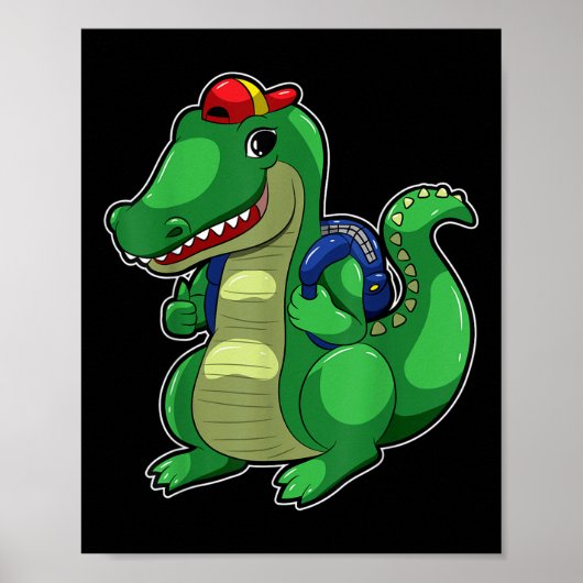Back To School Cute Crocodile Funny Croc Backpack Poster (Voorkant)