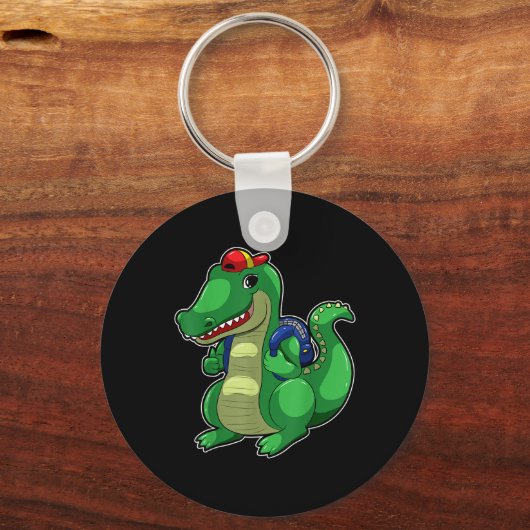 Back To School Cute Crocodile Funny Croc Backpack Sleutelhanger (Voorkant)