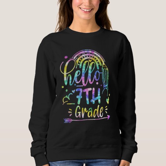 Back To School Cute Hello 7th Grade Team Tie Dye T Trui (Voorkant)