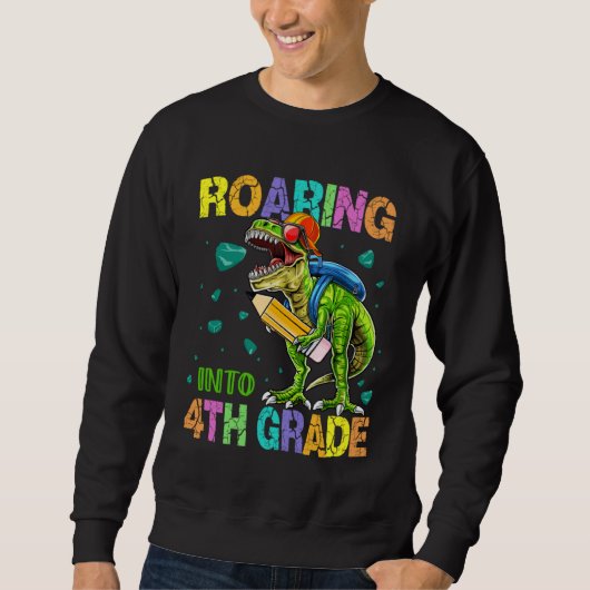 Back to School Dinosaur Rex  Roaring Into 4th Grad Trui (Voorkant)