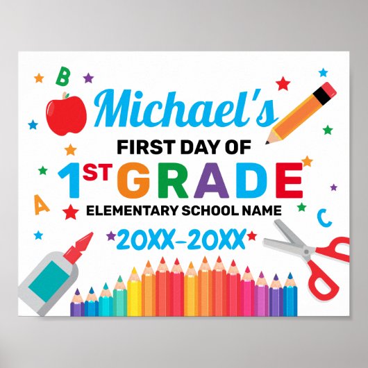 Back to school first day sign poster (Voorkant)