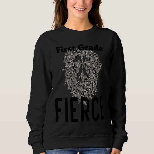 Back to School First Grade Fierce Lion funny cute Trui (Voorkant)
