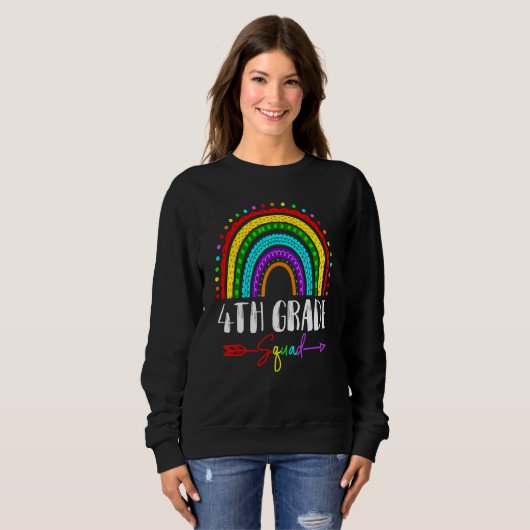 Back To School Fourth 4th Grade Squad Cute Rainbow Trui (Voorkant volledig)