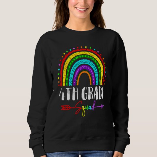 Back To School Fourth 4th Grade Squad Cute Rainbow Trui (Voorkant)