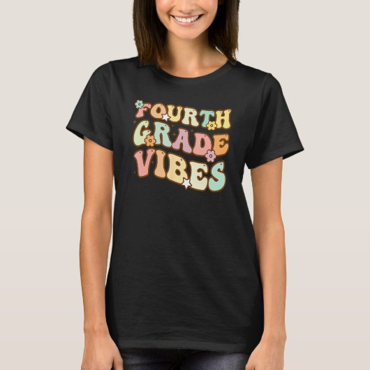 Back To School Fourth Grade Vibes Student Teacher  T-shirt (Voorkant)
