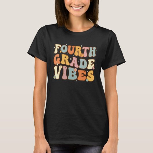 Back To School Fourth Grade Vibes Student Teacher  T-shirt (Voorkant)