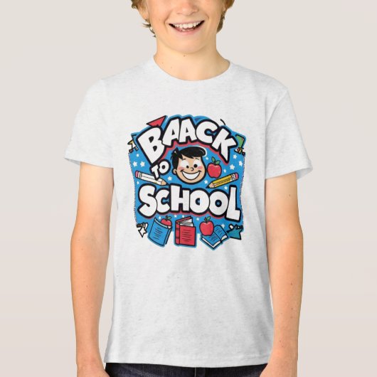 Back to School Fun – Colorful Cartoon Tri-Blend Shirt (Voorkant)