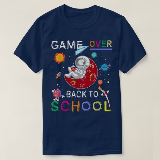 Back to School Funny Game Over Teacher Student Ast T-shirt (Design voorkant)