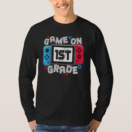 Back To School Game On 1st Grade Funny Gamer Kids  T-shirt (Voorkant)
