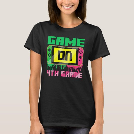Back To School Game On 4th Grade Video Gamer Fourt T-shirt (Voorkant)