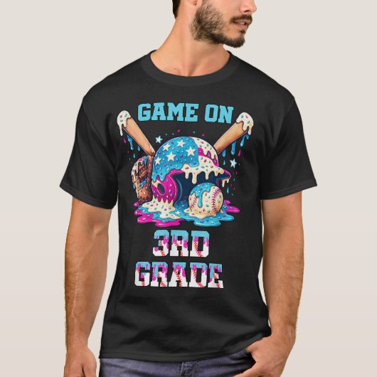 Back To School Game On Third Grade Baseball First  T-shirt (Voorkant)