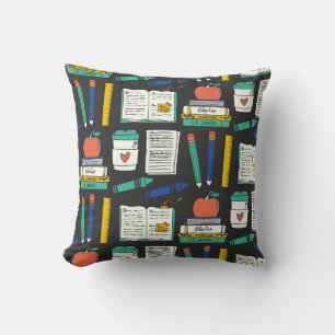 Back-to-School geïllustreerd patroon Kussen
