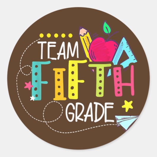 Back To School Gifts Team Fifth Grade 5th Teacher Ronde Sticker (Voorkant)
