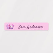 Back to School Girls Pink Axolotl Kids Name Labels (Design 1)