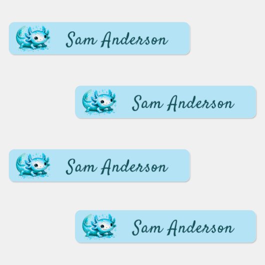 Back to School Girls Pink Axolotl Kids Name Labels (Groep)