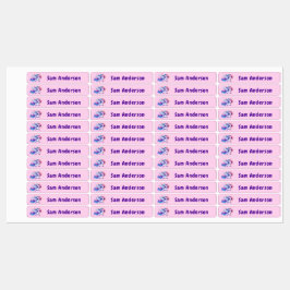 Back to School Girls Pink Unicorn Kids Name Labels