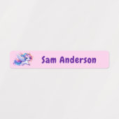 Back to School Girls Pink Unicorn Kids Name Labels (Design 2)