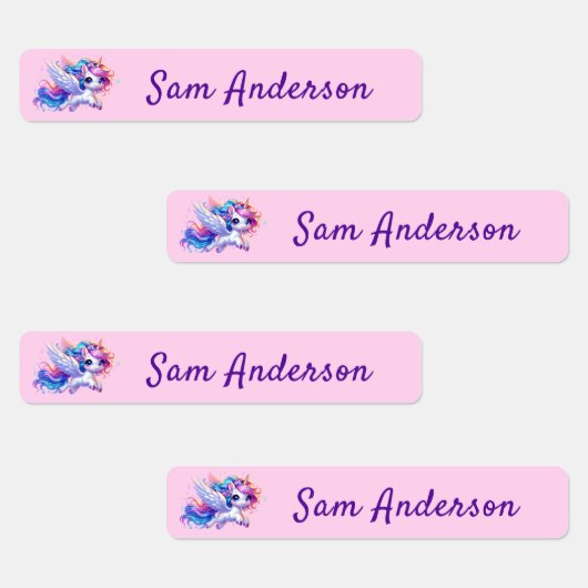 Back to School Girls Pink Unicorn Kids Name Labels (Groep)