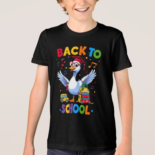 Back to School Goose – Colorful Fun T-Shirt Design (Voorkant)