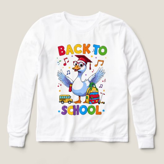 Back to School Goose – Colorful Fun T-Shirt Design (Voorkant)