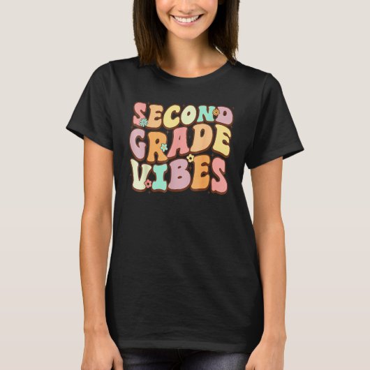 Back To School Groovy Second Grade Vibes 2nd Grade T-shirt (Voorkant)