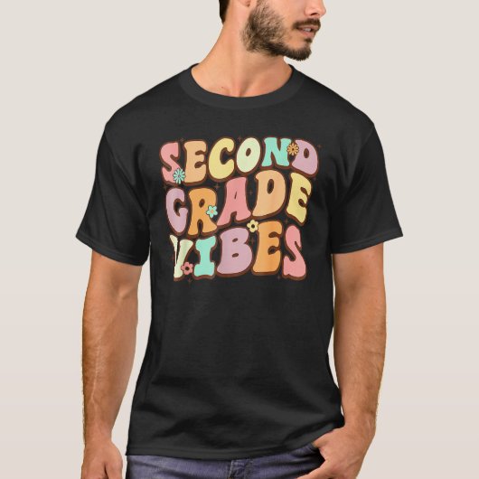 Back To School Groovy Second Grade Vibes 2nd Grade T-shirt (Voorkant)