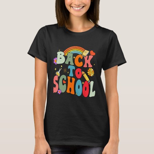 Back To School Happy First Day Of School Groovy Te T-shirt (Voorkant)