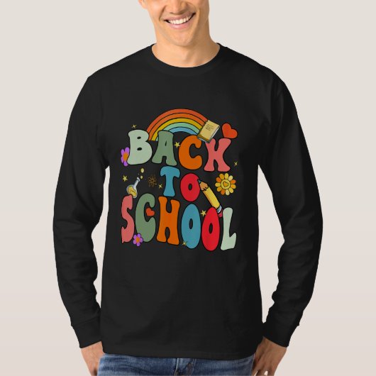 Back To School Happy First Day Of School Groovy Te T-shirt (Voorkant)