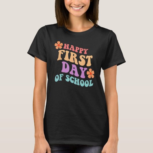 Back to School Happy First Day of School Teacher S T-shirt (Voorkant)