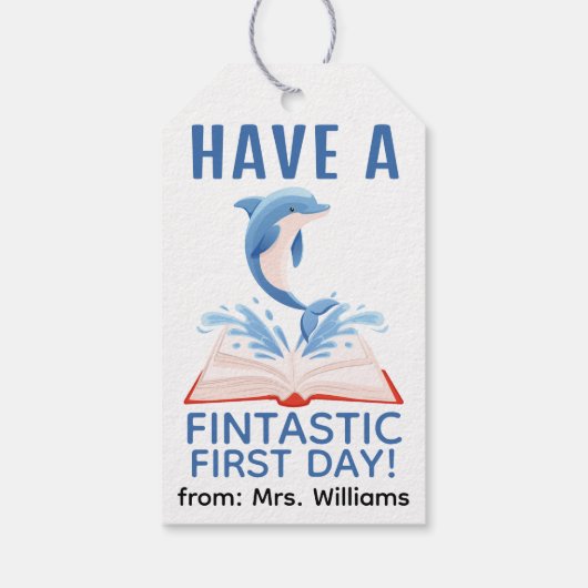 Back to School Have a Fintastic First Day Dolphin Cadeaulabel (Achterkant)