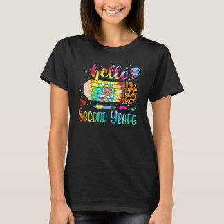 Back To School Hello 2nd Grade Leopard Tie Dye Pen T-shirt