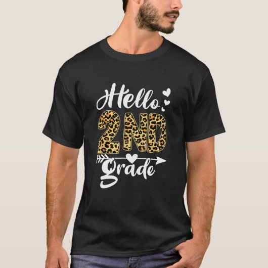 Back To School Hello 2nd Grade Second Grade Leopar T-shirt (Voorkant)