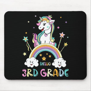 Back To School Hello 3rd Grade Rainbow Unicorn Tea Muismat