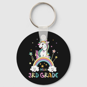 Back To School Hello 3rd Grade Rainbow Unicorn Tea Sleutelhanger