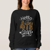 Back To School Hello 4th Grade Leopard Cute Team F Trui (Voorkant)