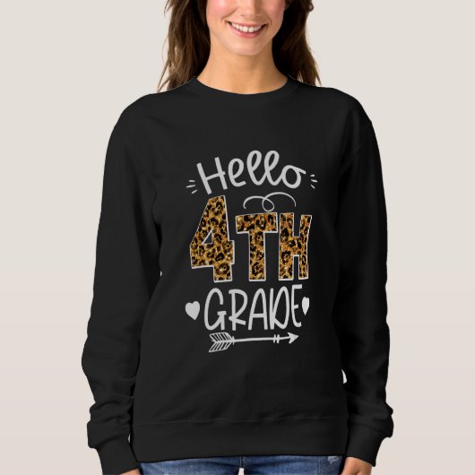 Back To School Hello 4th Grade Leopard Cute Team F Trui (Voorkant)