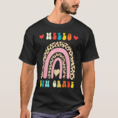 Back To School Hello Fifth 5th Grade Rainbow Leopa T-shirt (Voorkant)