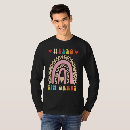 Back To School Hello Fifth 5th Grade Rainbow Leopa T-shirt (Voorkant volledig)